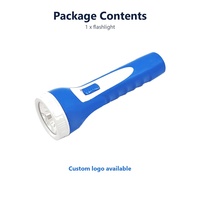 Lampe torche LED rechargeable en plastique FS-8607 avec prise intégrée, lampe de secours domestique, 2 modes, bleu, rouge, orange