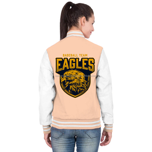 Chaqueta universitaria acolchada de algodón transpirable para mujer con bordado personalizado y acabado teñido al por mayor - Product Image 4