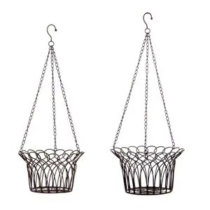 Maceta colgante de pared de Metal con revestimiento verde para decoración interior y exterior Maceta de Metal colgante de floración fresca con cadena - Product Image 4