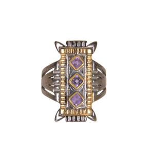 New Designer 925 Sterling Silver <b>Amethyst</b> Gemstone <b>Ring</b> 18K <b>Gold</b> Plated Black Rhodium for Weddings and Parties - Product Image 5