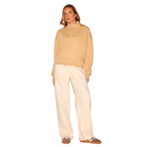 เสื้อสเวตเตอร์แบบสวมหัวโอเวอร์ไซส์สำหรับผู้หญิงผ้าฟลีซผ้าฝ้ายหนาดีไซน์แบบรูดซิปครึ่งตัว - Product Image 3