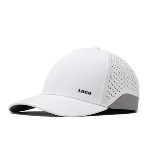 Chapeau ajusté perforé personnalisé à 6 panneaux, chapeau de papa ajusté imperméable Hydro Performance, casquette de baseball à dos fermé - Product Image 1