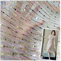 Tissu en maille côtelée 100% polyester YX252, nouveau design luxueux, avec broderie de paillettes lurex étoiles et lune