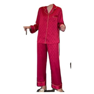 Conjunto de Pijama de Seda 100% de Primera Calidad para Mujer, Estampado Floral, Manga Corta, Largo Completo, Cintura Elástica, Transpirable y de Secado Rápido - Product Image 5