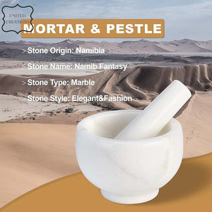 Juego de mortero y Maja de mármol blanco puro de diseño personalizado para utensilios de cocina Juego de mortero y Maja de mármol natural para moler - Product Image 5