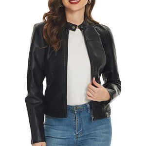 Chaqueta de Cuero Genuino para Mujer de Alta Calidad, Transpirable y Resistente al Viento, con Logotipo Personalizado, Mangas Largas, Relleno de Algodón - Product Image 1