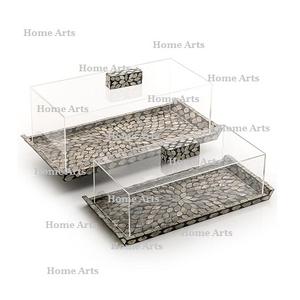 Plateau de service alimentaire incrusté de qualité supérieure avec couvercle en acrylique forme rectangulaire plateau à Dessert de taille personnalisée en Inde - Product Image 6