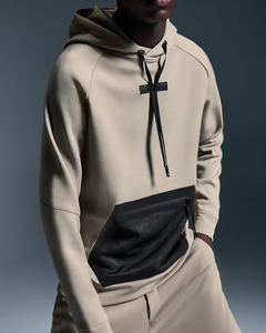 เสื้อมีฮู้ดแบบรูดซิปของผู้ชายผ้าคอตตอนเนื้อนุ่มผสมโพลีเอสเตอร์ปรับขนาดได้มีกระเป๋าซิปสำหรับใส่ของมีสไตล์งานตามสั่ง - Product Image 3