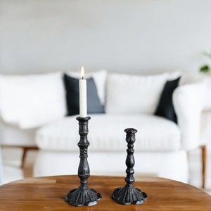 Bougeoir en métal noir de qualité supérieure Supports de haute qualité ajoutant une touche rustique ou naturelle à leur apparence Ensemble de 2 - Product Image 3