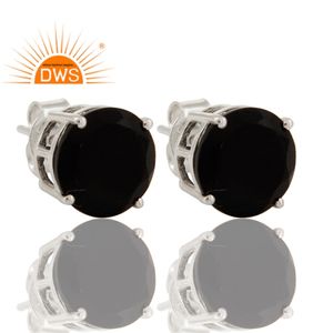 ต่างหูพลอยโอนิกซ์สีดำธรรมชาติสีเงินสเตอร์ลิงเครื่องประดับออกแบบตามต้องการสำหรับผู้หญิงของขวัญสำหรับผู้หญิงสำหรับเธอ - Product Image 1