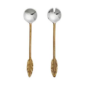 Luxury Stainless Steel Silver Polished <b>Salad</b> <b>Server</b> with Twig Handmade Handle For Dining Table <b>Salad</b> <b>Server</b> Set - Product Image 3