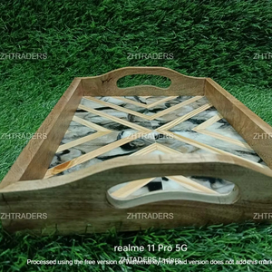 ถาดไม้และเรซินฝังเรซินแบบทำมือมีรายละเอียดไม่มากของตกแต่งโต๊ะแบบหรูหราสำหรับรับประทานอาหารบ้านโรงแรม - Product Image 1