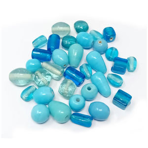 La mejor colección de cuentas de cristal azul hechas a mano, cuentas mixtas, fabricación de joyas, decoración del hogar, venta de Millefiori, cuentas sueltas de cristal - Product Image 3