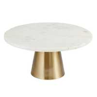 Support à gâteau AWE en résine époxy, design moderne et épuré, plateau marbre blanc et or, base en fer, antiadhésif, écologique