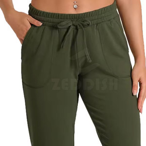 <b>Women's</b> Custom Logo Windproof Cotton <b>Trouser</b> with Elastic Waist Unique Flat Front Style Plus Size for <b>Summer</b> - Product Image 4