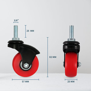 ล้อเฟอร์นิเจอร์สีแดงกับ3/8 "ก้านเกลียว DIY - Product Image 2