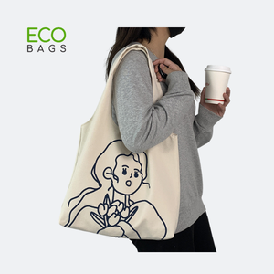 Bolso de compras de lona de algodón reutilizable ecológico vintage estilo retro para uso diario - Product Image 5