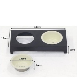 ชามอาหารสองชั้นสไตล์สัตว์อะคาเซียเป็นมิตรกับสิ่งแวดล้อมชามอาหารสัตว์เลี้ยงสแตนเลสสำหรับอาหารสุนัขและน้ำโดยงานฝีมือเสี้ยว - Product Image 2
