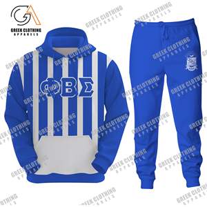 ชุดวอร์มผ้าโพลีเอสเตอร์ phi Beta Sigma กำหนดเองได้เสื้อแจ็คเก็ตลายทางและกางเกงวอร์มออกกำลังกายสำหรับพี่น้อง - Product Image 1