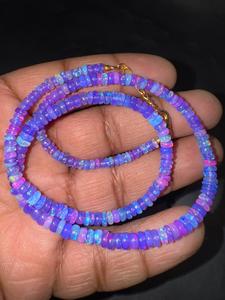 Colliers TASBIYA en opale bleue éthiopienne naturelle, perles rondes lisses, fabriqués à la main, avec évaluation tierce partie, prêts à être expédiés - Product Image 5