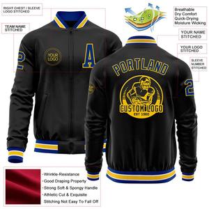 Personalizado negro real-amarillo bombardero Varsity Letterman cremallera chaqueta cortavientos Streetwear vintage hombres Varsity chaqueta - Product Image 2