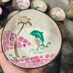 Cuenco de coco pulido más vendido con incrustaciones de fregona Utensilios de cocina ecológicos personalizados al por mayor de Vietnam - Product Image 3