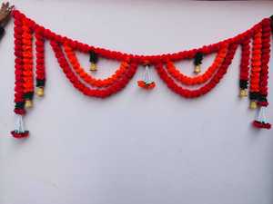 Marigold Mango Feuille Porte Toran Diwali Décoration Bandarwal Jour Des Morts, Marigold Guirlande Pour La Décoration Pooja Articles - Product Image 2