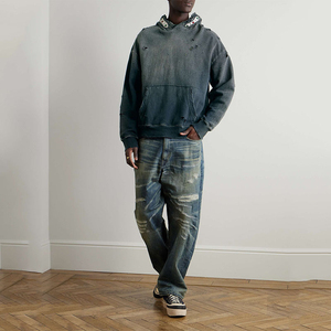 เสื้อฮู้ดสำหรับผู้ชายประดับคริสตัลแต่งลายสตรีทหนังนิ่มแต่งลายได้ตามต้องการ - Product Image 1