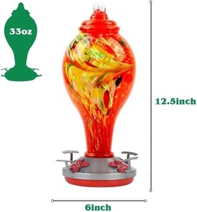 Mangiatoia per colibrì in vetro blu soffiato a mano moderna da 33oz con gancio per fossato di formica per uccelli da esterno decorazione da giardino Pioneera BF04 - Product Image 3