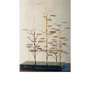 Gold Color Tree Shape Sculpture & Designer Fancy Look Metal Creative Decor Accent for Office Usage <b>Object</b> Supplies in Low Price - Product Image 5