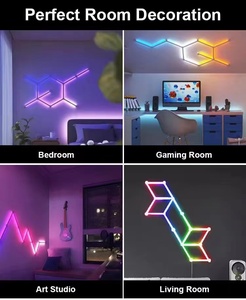 ไฟติดผนังแบบโมดูลาร์ LED รุ่น Modern Music Sync RGB Splicing ABS Light Bar ควบคุมผ่านแอปสมาร์ทโฟน สำหรับตกแต่งห้องนอน - Product Image 5