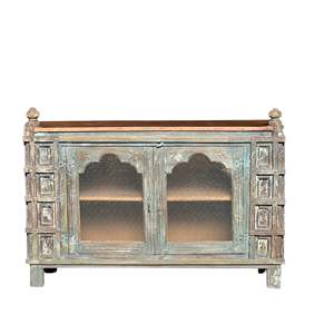 Handmade Traditional Style Teak Wooden Carved <b>Cabinet</b> <b>Rustic</b> Sideboard for Living Room or Dining Home Furniture - Product Image 3