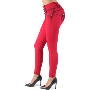 Women's Super-Stretch Mid Waist Skinny Flattering Fit Denim Jegging Trousers Embroidered Flat Front <b>Pants</b> Multiple Sizes Lengths - Product Image 2