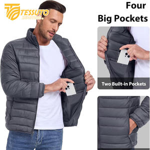 <b>Men's</b> Custom Satin Puffer Jacket Designer Winter Bubble <b>Padded</b> <b>Coat</b> Waterproof with Zipper Closure Short Length Outdoorwear - Product Image 3