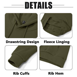 เสื้อฮู้ดดี้สไตล์สตรีทผู้ชายแบบสั่งทำพิเศษ ผ้าคอตตอนผสมโพลีเอสเตอร์คุณภาพสูง ดีไซน์สวยสำหรับฤดูหนาว สีพื้น - Product Image 5