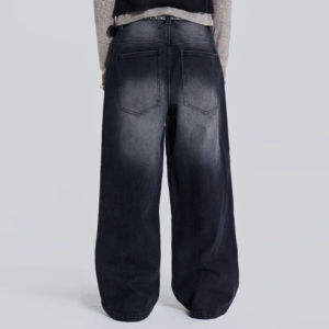 Cheap Streetwear Stack Denim Pants Cotton Baggy Stacked <b>Jeans</b> <b>Men</b> Long Straight Pants Washed Wide Leg Trousers for Man - Product Image 4