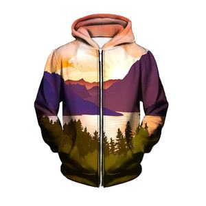 Nouveau style mode Streetwear automne poids lourd imprimé coupe régulière quart Zip sweats à capuche pour hommes - Product Image 1