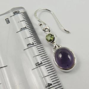 Pendientes de gota de Plata de Ley 925 sólida hechos a mano, moda para mujer con piedras preciosas de amatista y Peridoto, joyería de plata con sello 925 - Product Image 4