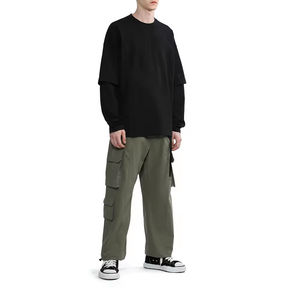 <b>Men's</b> High Quality Custom Logo Printed Training T-Shirt Regular Crew <b>Neck</b> Full Sleeve Hip Hop Streetwear Shirt - Product Image 3