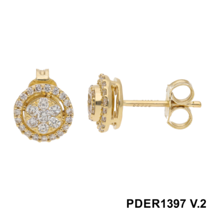 Boucles d'oreilles clous luxueuses en or 14 carats plaqué rhodium, diamants naturels 0,48 carat au total, 2,15 g, design symétrique, cadeau pour femme, fête, mariage - Product Image 2