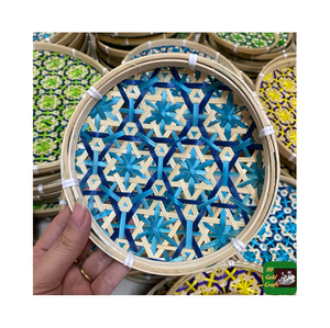 Vietnam Top Trend Decor Round Bamboo Tray Flat Winnowing Basket Handmade Durable Flexible Tray With Classical Style - Product Image 3