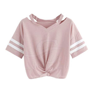 Top corto liso para mujer, Top corto ajustado, hecho en alta calidad - Product Image 1