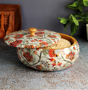 Caja de Chapati de madera Con una elegante base negra y un estampado floral multicolor vibrante y denso, disponible a precios de mayorista - Product Image 5