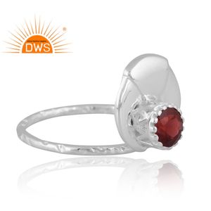 แหวนเงินแท้ประดับพลอยโกเมนธรรมชาติ งานแฮนด์เมดล่าสุด ออกแบบตามสั่ง ผู้จัดจำหน่ายเครื่องประดับอินเดีย - Product Image 4