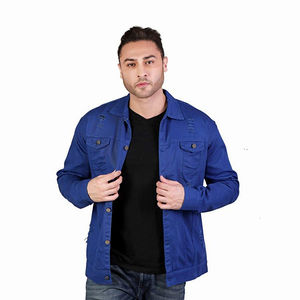 Veste en jean 100% coton pour homme, coupe classique élégante, design robuste, col montant, vêtement d'extérieur d'hiver, service OEM personnalisé, MOQ faible - Product Image 1