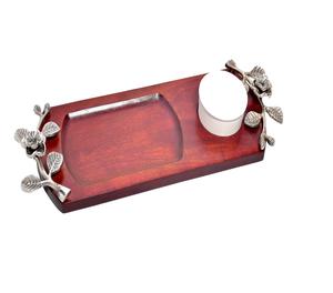 Plateau de service de nourriture de restaurant en bois avec poignée en métal nouveauté plateau de service à la mode prix le plus bas plateau de service de nourriture - Product Image 1