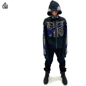 Service OEM Survêtement en strass de coupe régulière, tenue décontractée, sweat à capuche et jogging, survêtement en strass pour hommes - Product Image 3
