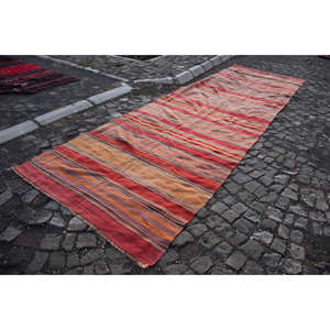 พรมขนแกะสไตล์ตุรกีวินเทจสีส้มแดงสำหรับข้างเตียงขนาด4.7 x 14.3ft สี่เหลี่ยมผืนใหญ่ขนาด10มม. สำหรับโถงทางเดิน - Product Image 2