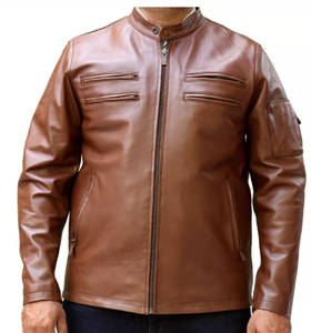 Veste d'hiver en cuir de mouton pour hommes meilleure qualité veste d'hiver en cuir pour hommes personnalisée en gros mode personnalisée OEM prix bon marché - Product Image 5