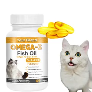Suplemento para mascotas con cápsulas de aceite de pescado DHA + EPA para gatos, perros, piel y abrigo saludables